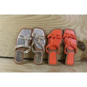 Azalea Wang Sandals Womens 11 Lot of 2 Gold Orange Steston Slip On Rope New